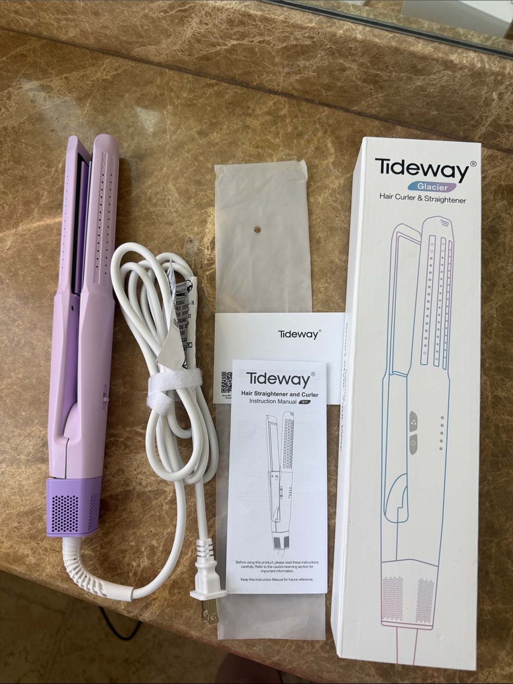 NEW Open Box Tideway Glacier  3-in-1 Hair Straightener & Curling Iron | Purple